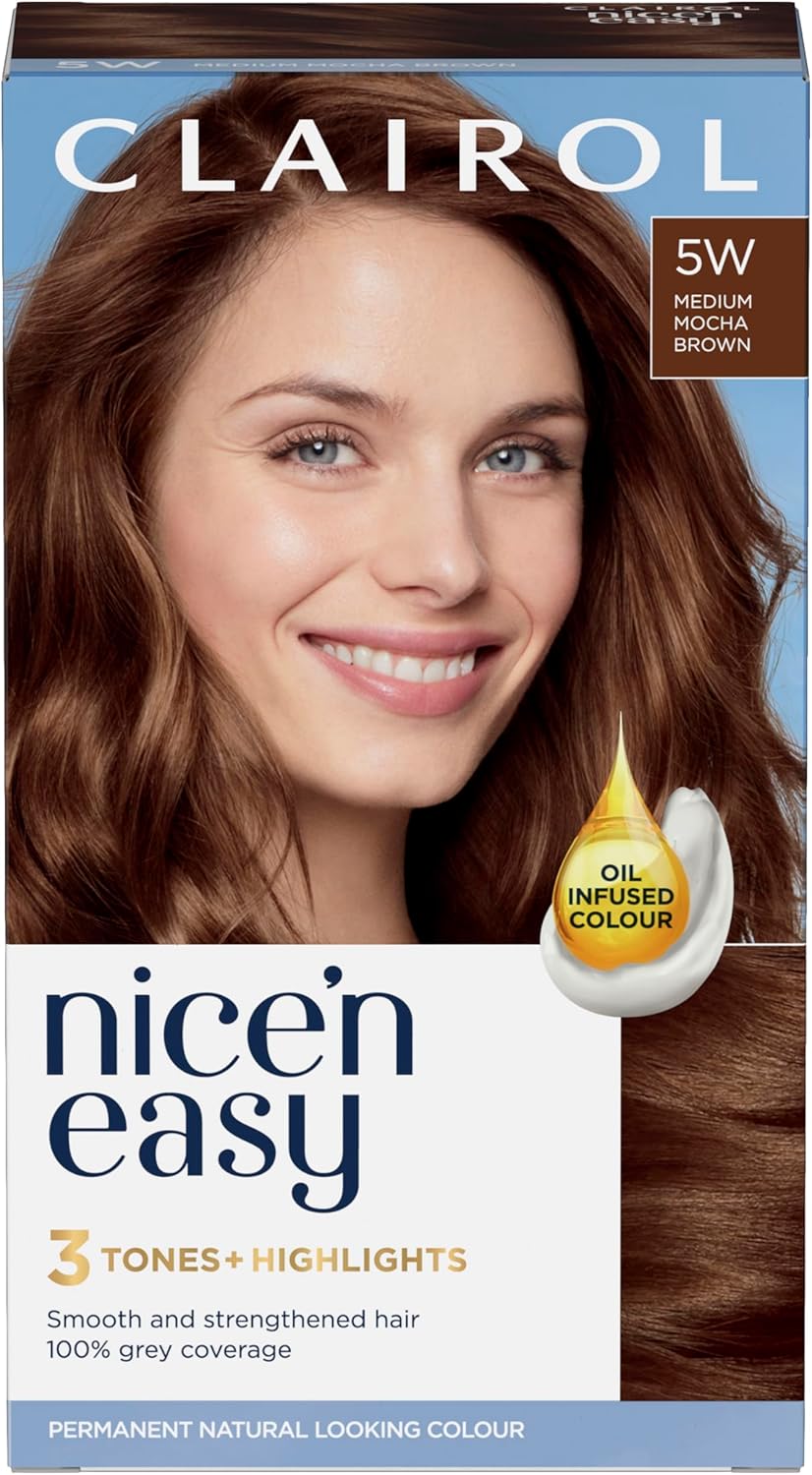 Clairol Nice'N Easy Crème, Natural Looking Oil Infused Permanent Hair Dye, 5W Medium Mocha Brown