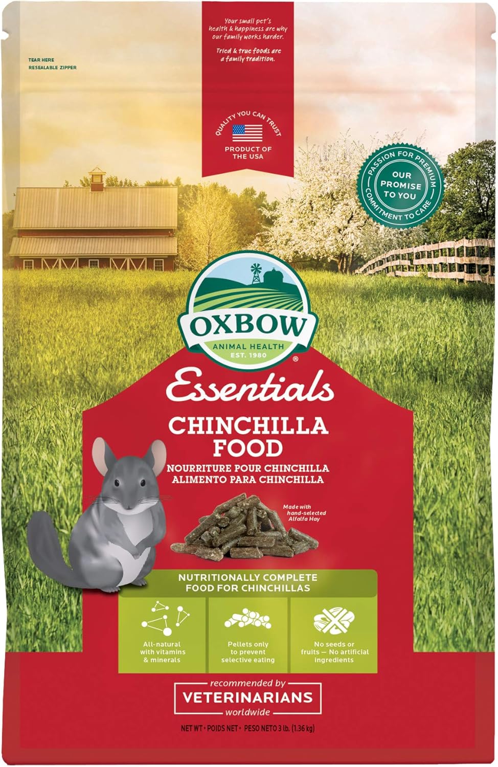 Oxbow Essentials Chinchilla Food - All Natural Chinchilla Food - 3 Lb 9 (Packaging May Vary)