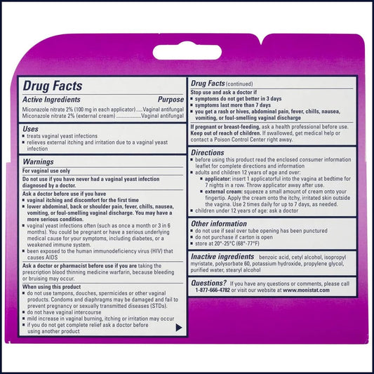 Monistat 7 Day Yeast Infection Treatment For Women, 7 Miconazole Cream Applications With Disposable Applicators & External Monistat Anti-Itch Cream Bundle