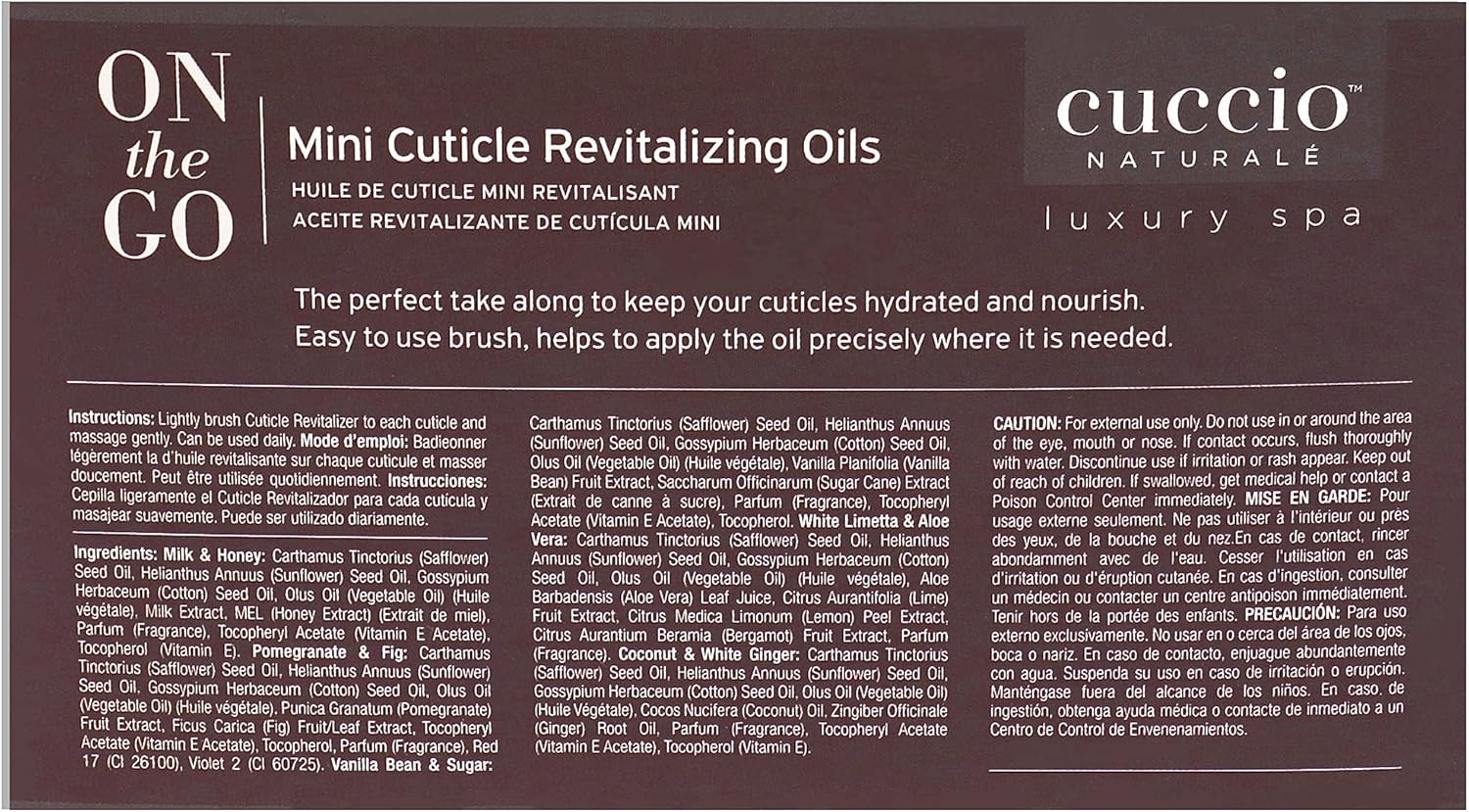 Cuccio NATURALÉ Professional Manicure - Mini Cuticle Revitalizing Oil Pack- 4 x 3.7ml Cuticle Oil : Amazon.co.uk: Beauty