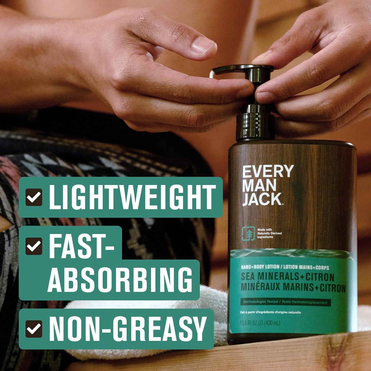 Every Man Jack Mens Sea Minerals + Citron Hand & Body Lotion For All Skin Types - Dermatologist Tested & Hypoallergenic - Nourish Skin With Lightweight Fast Absorbing Lotion - 13.5Oz 2 Bottles : Beauty & Personal Care