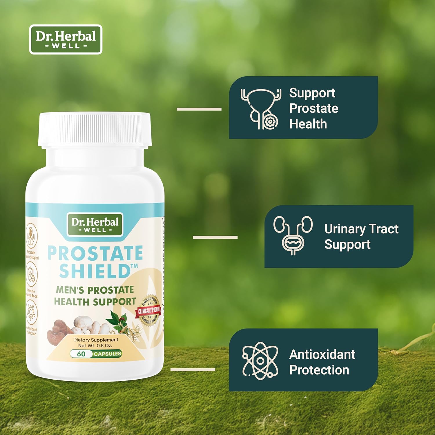 Dr. Herbal Well Prostate Shield – Clinically Tested Immune-Boosting 100% Natural No Added Vitamins Minerals Or Sugar : Health & Household
