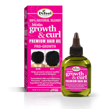 Difeel Biotin Growth & Curl Premium Hair Oil 2.5 Oz