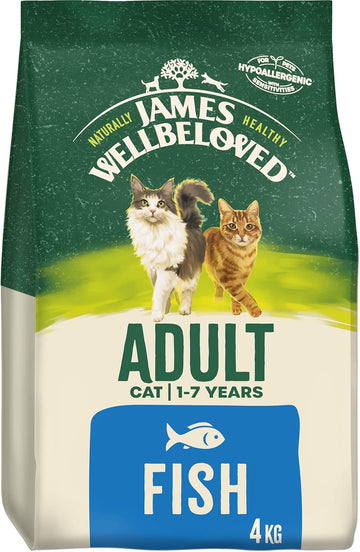 James Wellbeloved Complete Hypoallergenic Adult Dry Cat Food Made With 100% Natural Ingredients and One Source of Animal Protein (Fish), 4 kg?412614