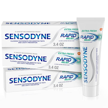 Sensodyne Rapid Relief Sensitive Toothpaste, Extra Fresh - 3.4 Ounces (Pack Of 3)