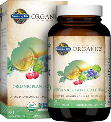 Garden Of Life Organics Plant Calcium Supplement Made From Whole Foods With Magnesium, Vitamin D As D3, And Vitamin K As Mk7, Gluten-Free - 30 Day Count