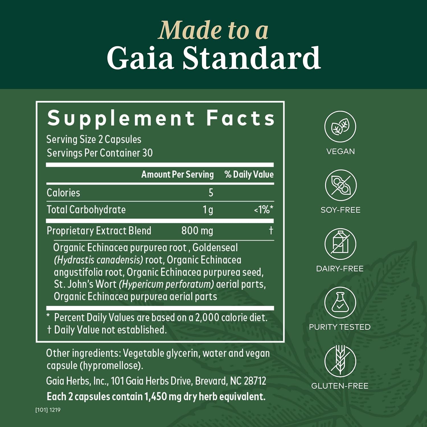 Gaia PRO Echinacea Goldenseal - Supports Immune & Lung Health - with Echinacea, Angustifolia, Echinacea Purpurea, Goldenseal & St. John’s Wort - 60 Vegan Liq Phyto-Capsules (30 Servings)