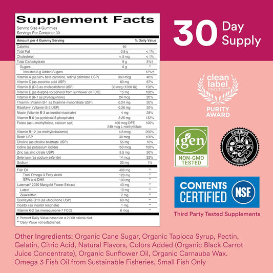 Smartypants Women'S Masters 50+ Multivitamin: Vitamin C, D3 & Zinc For Immunity, Lutein/Zeaxanthin For Eye Health*, Coq10 For Heart Health, Omega 3 Fish Oil (Epa & Dha), B6, 120 Count (30 Day Supply)