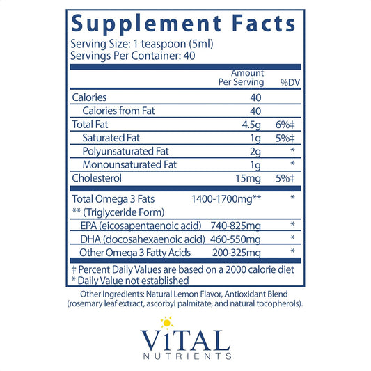 Vital Nutrients - Ultra Pure Fish Oil 1400 (Pharmaceutical Grade) - De