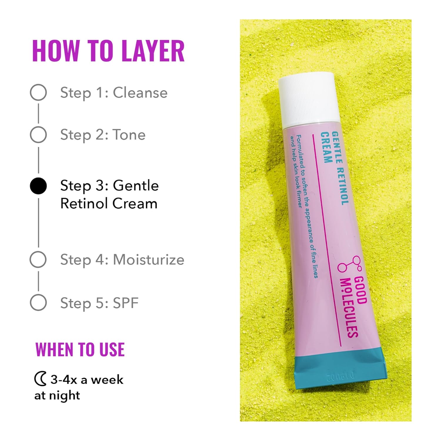 Good Molecules Gentle Retinol Cream - Retinol Night Cream For Collagen Production, Skin Tightening Recipe With Bakuchiol, Anti-Aging Skin Care For Face : Beauty & Personal Care