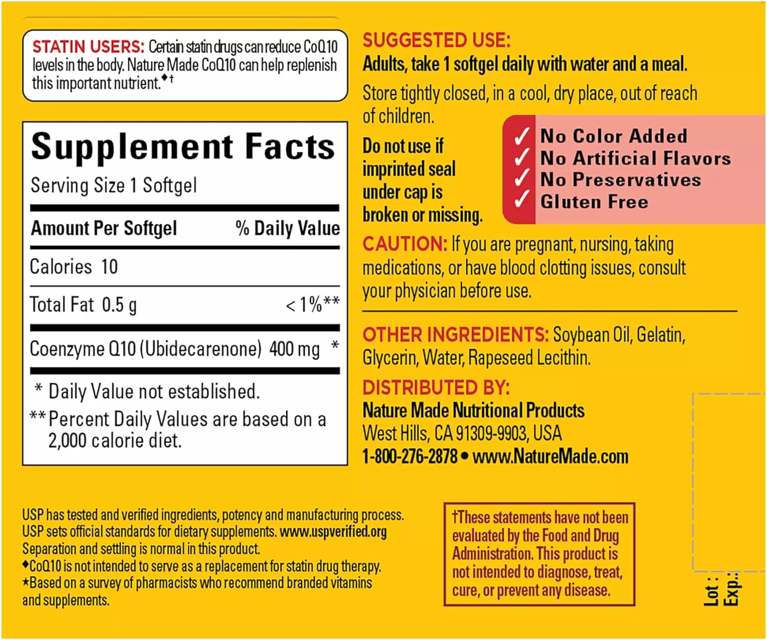 Nature Made CoQ10 400mg, Dietary Supplement for Heart Health Support, 40 Softgels, 40 Day Supply : Health & Household