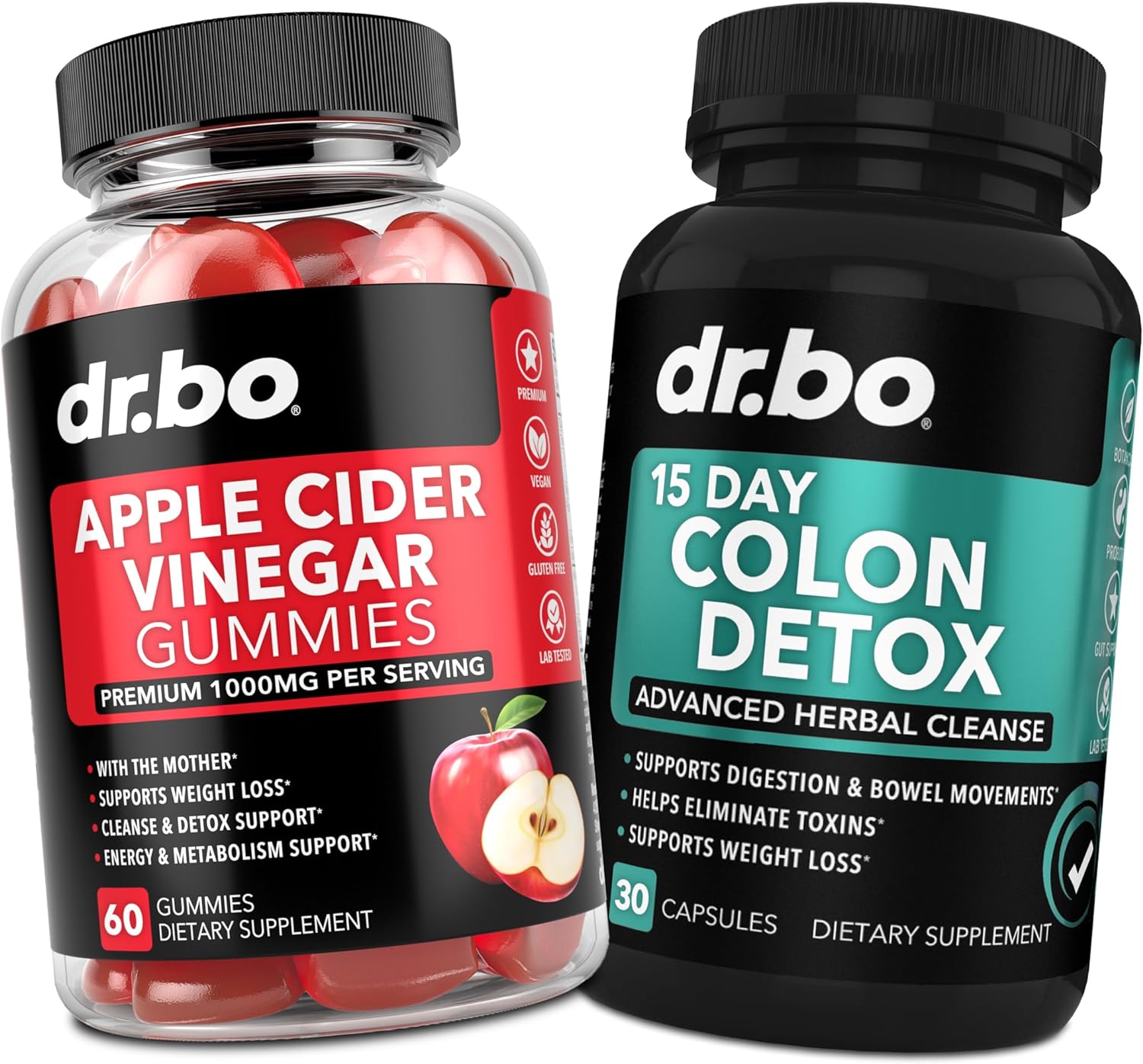 ACV Gummies & Colon Cleanser Detox - 1000MG Apple Cider Vinegar Gummies & 15 Day Colon Cleanse Detox for Digestion & Gut Health - Fast Natural Probiotic Laxative Pills for Bowel Movement Supplements