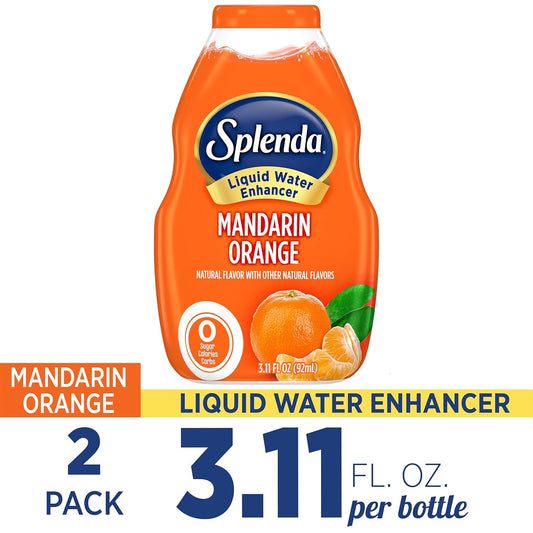 Splenda Liquid Water Enhancer Drops, Sugar Free, Zero Calorie, Natural Flavor, Concentrated Drink Mix, 3.11 Fl Oz Each Bottle (Mandarin Orange, 2 Pack)