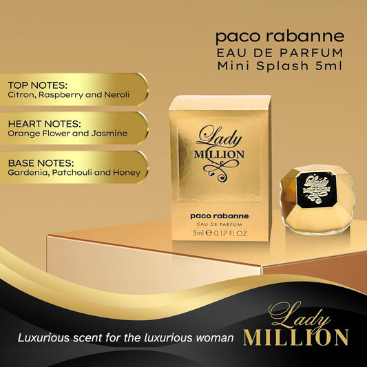 Lady Million By Paco Rabanne 0.17 Oz Eau De Parfum Miniature Collectible By Unknown