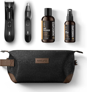 Manscaped® Grooming Essentials 4.0 Includes The Lawn Mower® 4.0 Groin Hair Trimmer, Weed Whacker® 2.0 Nose Hair Trimmer, Crop Preserver® Ball Deodorant, Crop Reviver® Spray Toner, Shed Toiletry Bag