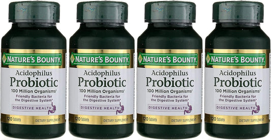 Nature's Bounty Probiotics Dietary Supplement, Supports Digestive and Intestinal Health, Probiotic Acidophilus, 120 Tablets, Pack of 4 : Health & Household