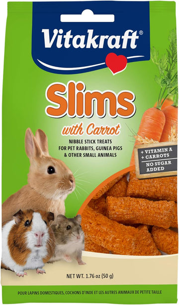 Vitakraft Slims Small Animal Treats - Carrot - Crispy Nibble Stick Treat - 1.76 Oz