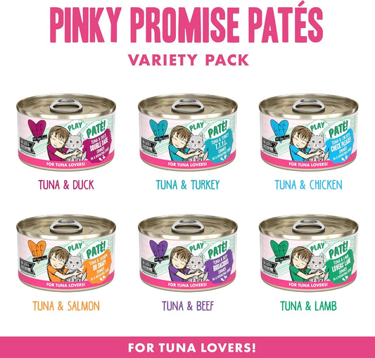 Weruva B.F.F. Play - Best Feline Friend Paté Lovers, Aw Yeah!, Pinky Promise Paté! Variety Pack, 2.8Oz Can (Pack Of 12)