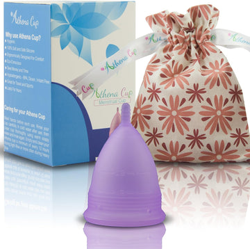 Athena Large Silicone Menstrual Cup - Reusable Period Cups for Menstruation - Soft Comfortable & Environment Friendly - 12 Hour Organic Menstral Leak Protection & 15 Year Lifespan - Teen or Adult : Health & Household