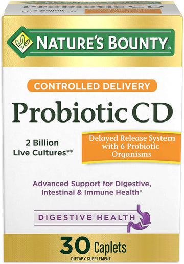 Nature'S Bounty Controlled Delivery Probiotic, Dietary Supplement, Advanced Support For Digestive, Intestinal And Immune Health, 30 Caplets