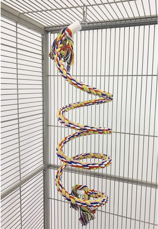 Bungie Spring - Interactive Hanging Perch Bendable Rope Coil Climbing Cage Accessory Toy - Sugar Gliders, Birds, Parrots, Squirrels, Marmosets, Rats, Degus, Chinchillas, Ferrets, Chinchillas, Hamsters