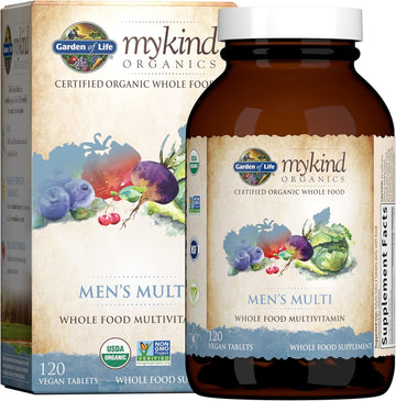 Garden Of Life Mykind Organics Whole Food Multivitamin For Men, 120 Tablets, Vegan Mens Vitamins And Minerals For Mens Health And Well-Being, Certified Organic Vegan Mens Multi