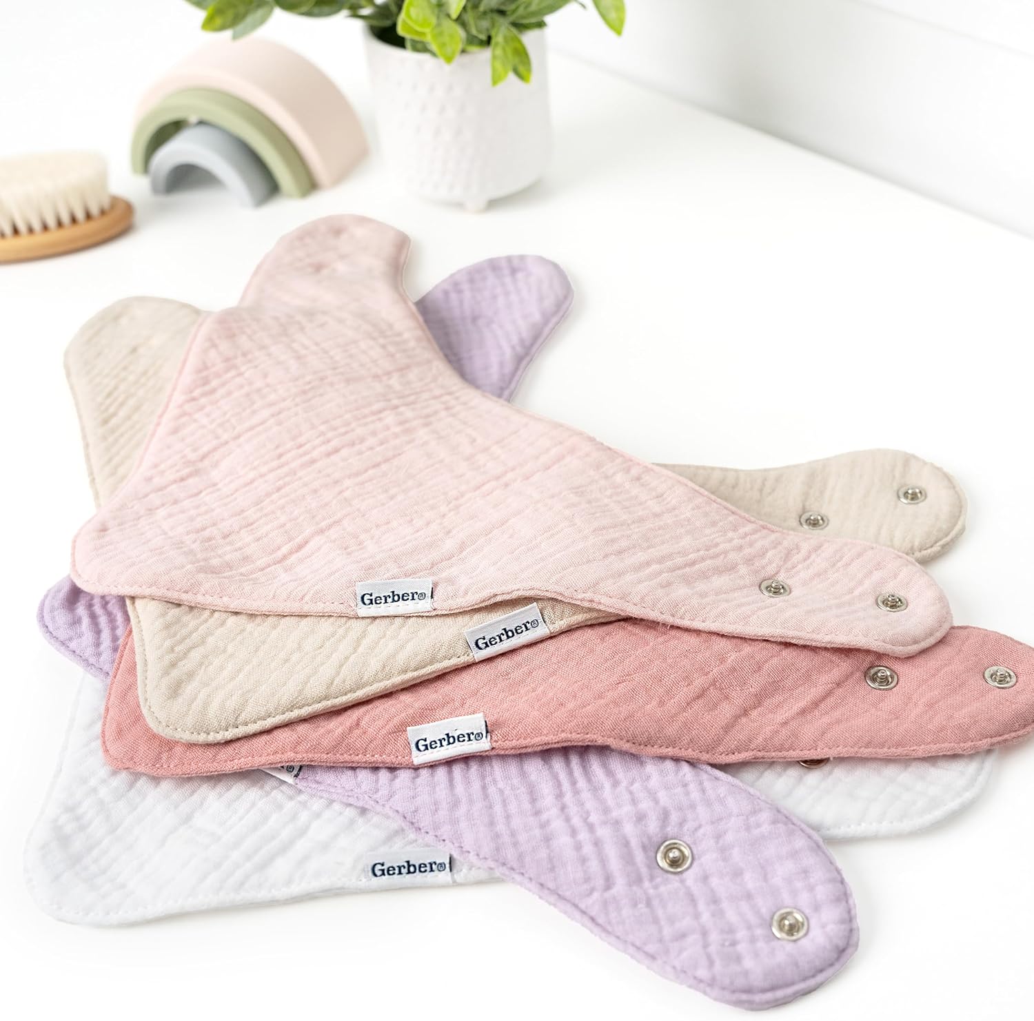 Gerber Baby Unisex Muslin Bandana Bibs 10-Pack, Solid Pastel, One Size : Baby