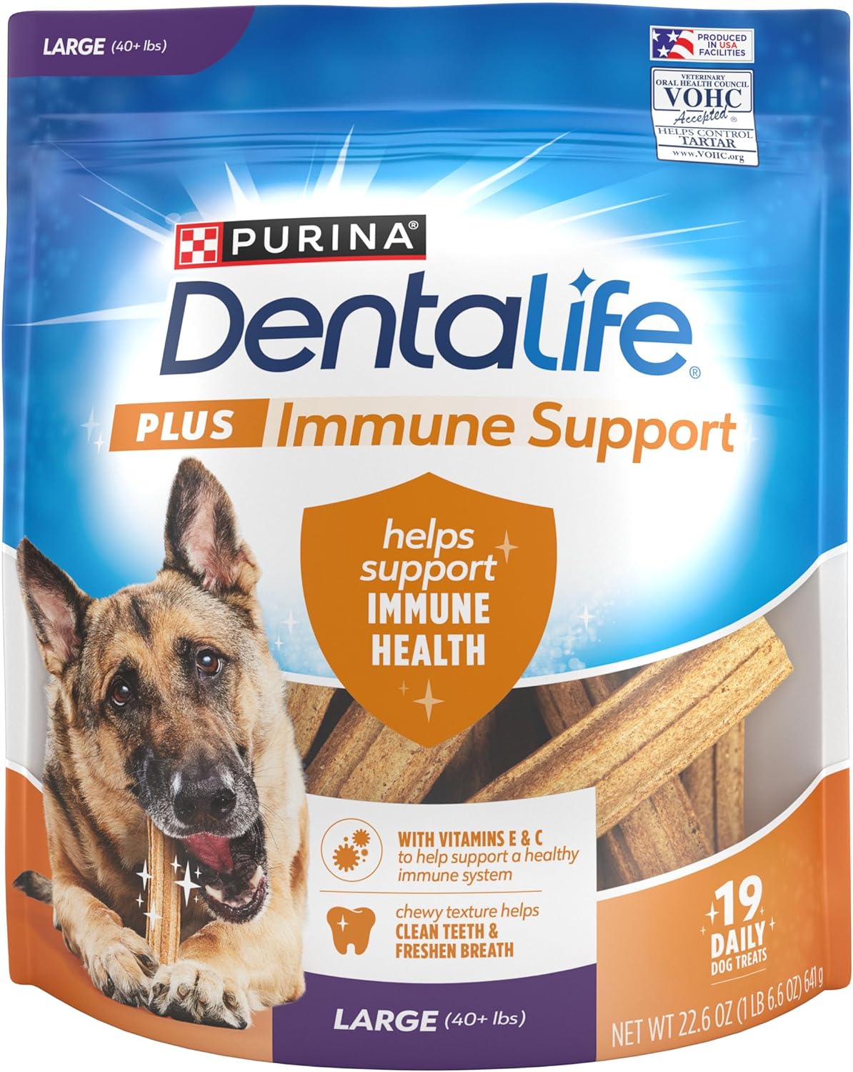 Dentalife Purina Plus Immune Support Chicken, Apple And Blueberry Flavor Large Dog Dental Chews