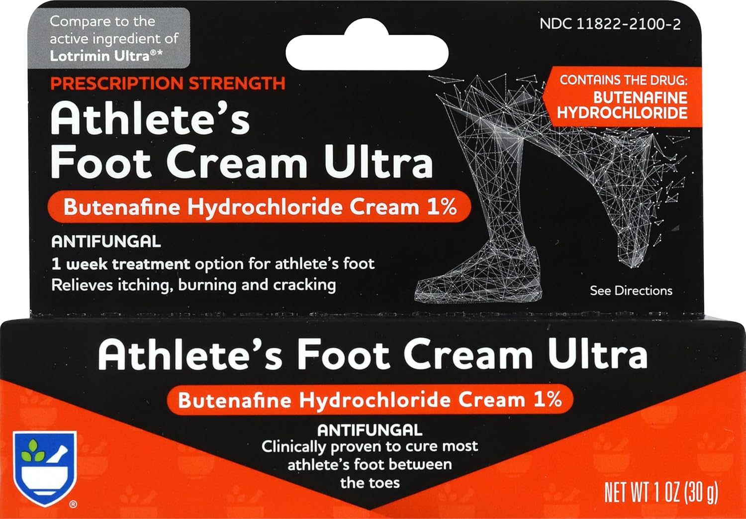 Rite Aid Prescription Strength Foot Care Butenafine Cream - 1 Oz, Antifungal Cream, Jock Itch Treatment, Treats Athlete'S Foot Cream Extra Strength