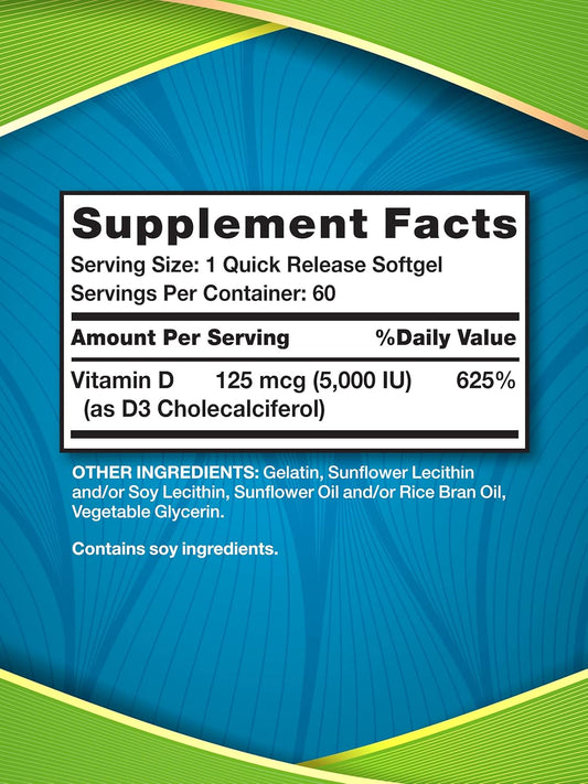 Nature'S Truth Liposomal Vitamin D3 | 5000 Iu | 60 Softgels | Non-Gmo & Gluten Free Supplement