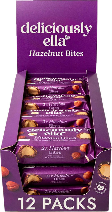 Deliciously Ella - Hazelnut Nut Butter Balls, Gluten-Free, Vegan Friendly, Healthy Snack, 36G (12 Packs)
