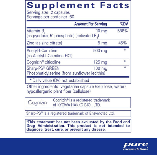 Pure Encapsulations Cogniphos | Neuronal Support For Cognitive Performance And Behavior | 120 Capsules