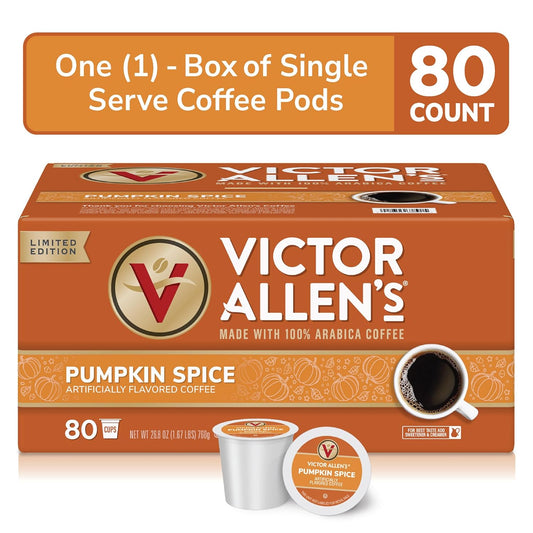 Victor Allen'S Coffee Pumpkin Spice Flavored, Medium Roast, 80 Count, Single Serve Coffee Pods For Keurig K-Cup Brewers