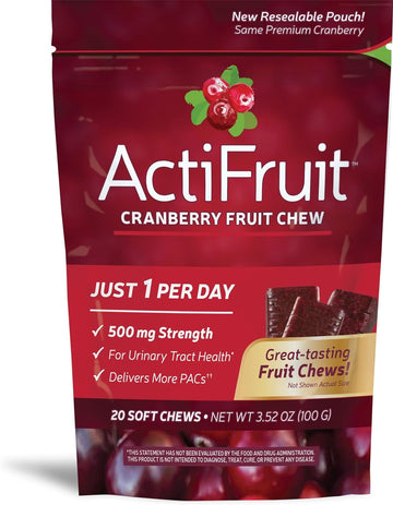 Enzymatic Therapy Actifruit Cranberry Supplement With Cran-Max, 500 Mg, 20 Soft Chews, Boxes (Pack Of 2)