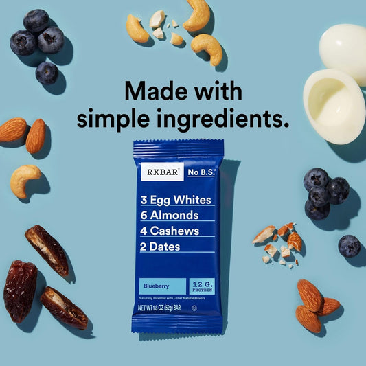 Rxbar Protein Bars, Protein Snack, Snack Bars, Blueberry, 18.3Oz Box (10 Bars)