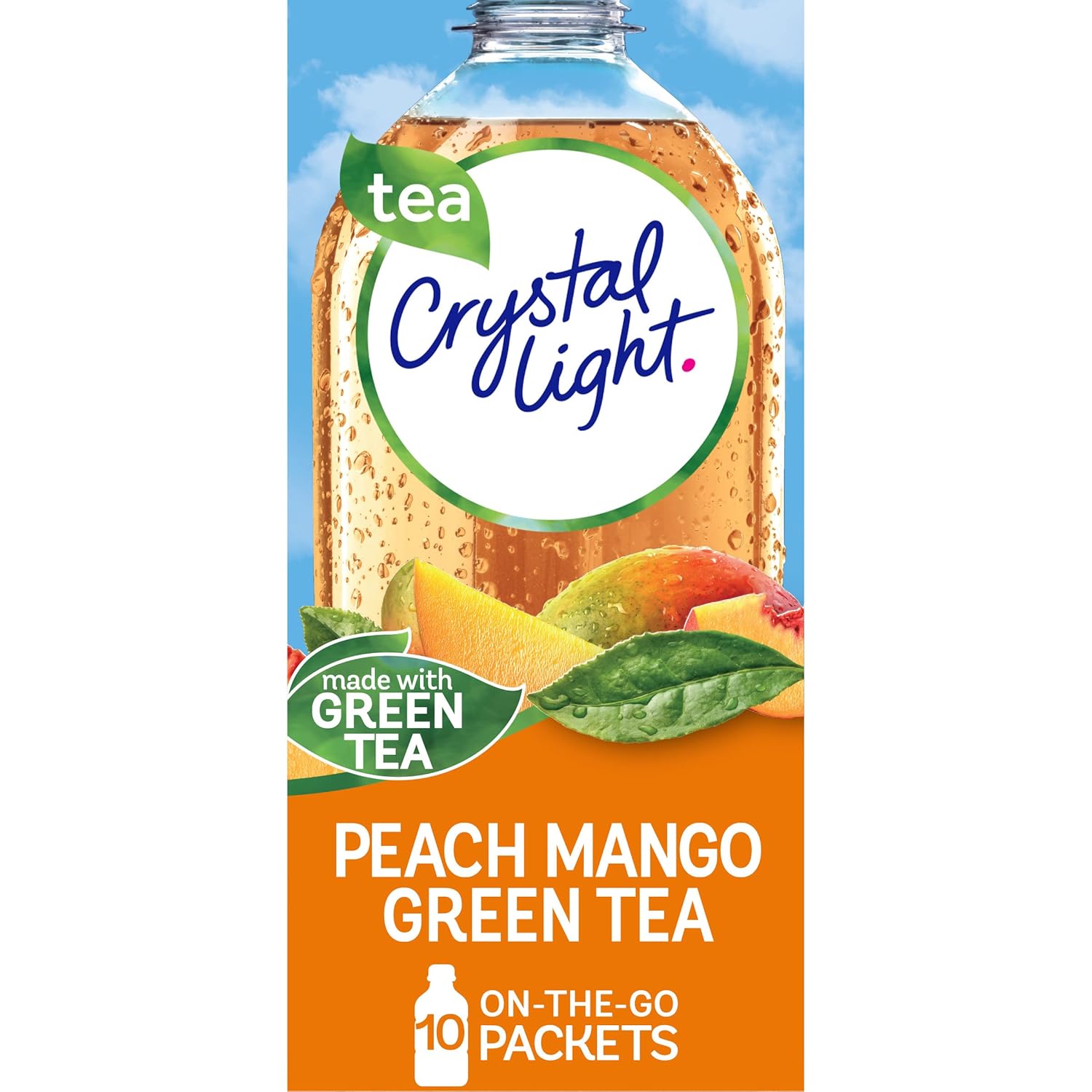 Crystal Light Sugar-Free Peach Mango Green Tea On-The-Go Powdered Drink Mix, 0.08 Ounce , 10 Count (Pack Of 1)