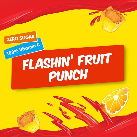 Hi-C Flashin Fruit Punch, Singles To Go, Zero Sugar, Powdered Drink Mix, Excellent Source Of Vitamin C, 8 Count (Pack Of 12)