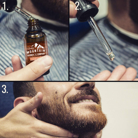 Rocky Mountain Barber Company Men’S Cedarwood Beard Oil - Featuring Grapeseed Oil, Coconut Oil, Argan Oil And Real Cedarwood Essential Oil
