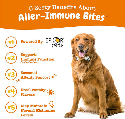 Zesty Paws Dog Allergy Relief - Anti Itch Supplement - Omega 3 Probiotics For Dogs - Digestive Health - Soft Chews For Skin & Seasonal Allergies - With Epicor Pets - Lamb - 50 Count