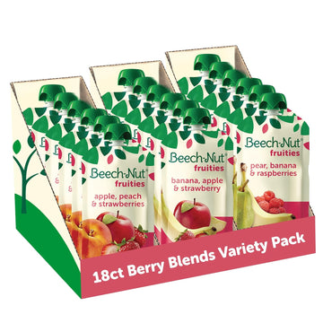 Beech-Nut Baby Food Pouches Variety Pack, Berry Blends Fruit Purees, 3.5 Oz (18 Pack)