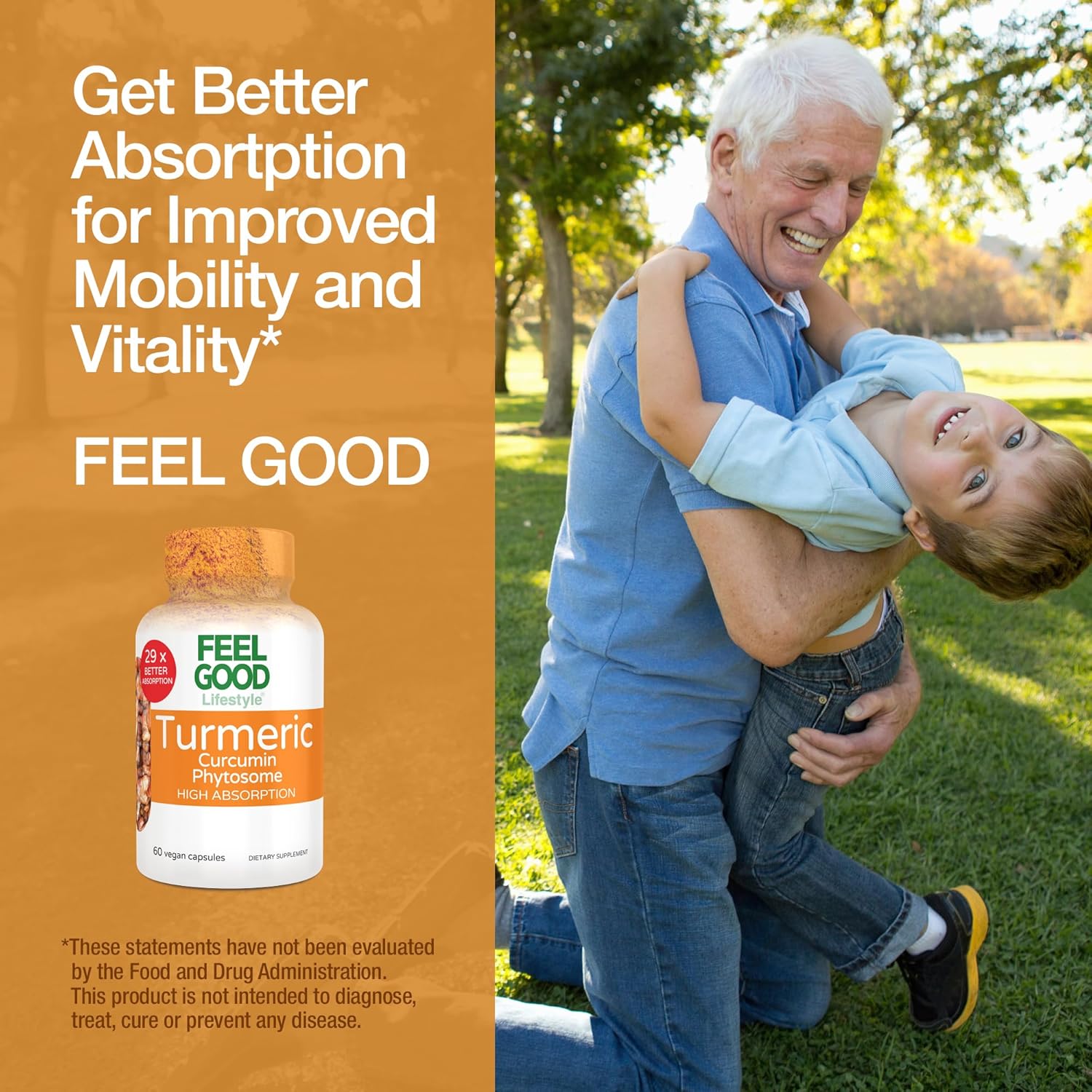 Feelgood Superfoods - Turmeric Curcumin Capsules - Ultra High Absorption - 60Ct - 1000Mg Per Serving : Health & Household