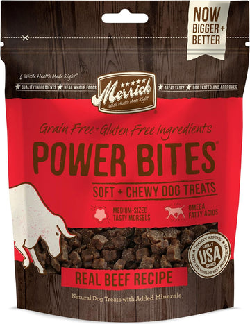 Merrick Power Bites Natural Soft And Chewy Real Meat Dog Treats, Grain Free Snack With Real Beef Recipe - 6 Ounce (Pack Of 1)