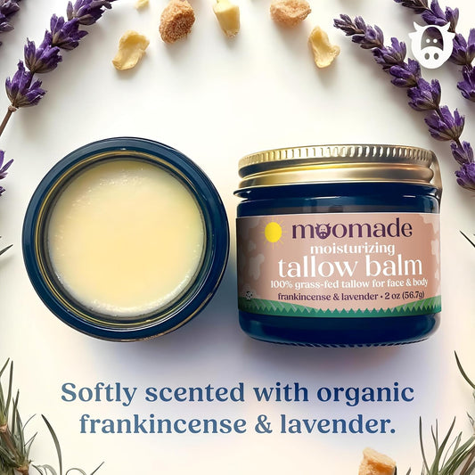 Organic Beef Tallow Balm With Frankincense, Lavender, & Rosehip Oil, 1 Oz – Hand Made In Usa Tallow Moisturizer For Dry, Sensitive Skin, Rosacea, Eczema | Natural Hydration For Face & Body