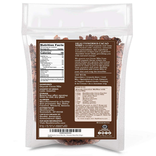 Healthworks Cacao Nibs Raw Organic (80 Ounces / 5 Pound) | Criollo Bean | Unsweetened Chocolate Substitute | Certified Organic | Keto, Vegan & Non-GMO | Antioxidant Superfood