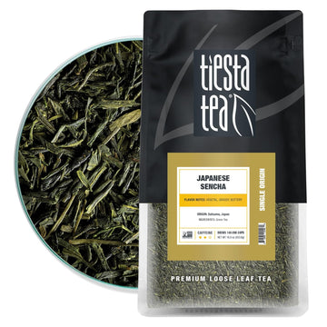 Tiesta Tea - Japanese Sencha Tea | Single Origin Premium Loose Leaf Sencha Green Tea | 100% Pure Unblended Medium Caffeinated Tea | Make Hot Or Iced Tea & Up To 200 Cups - 16Oz Resealable Bulk Pouch