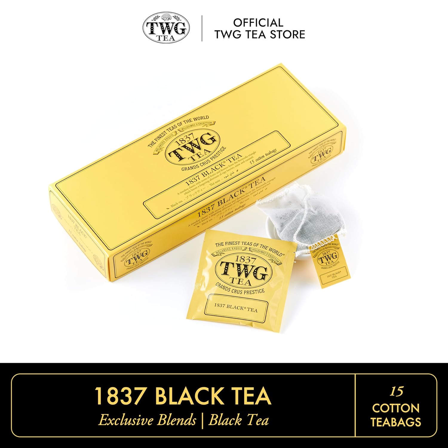 Twg Tea | 1837 Black Tea | Black Tea | Fruits & Flowers | 15 Hand Sewn Cotton Tea Bags | Gift Set