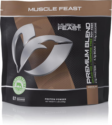 Muscle Feast Premium Blend All Natural Hormone Free Grass-Fed Whey Protein Powder, Chocolate, 5Lb