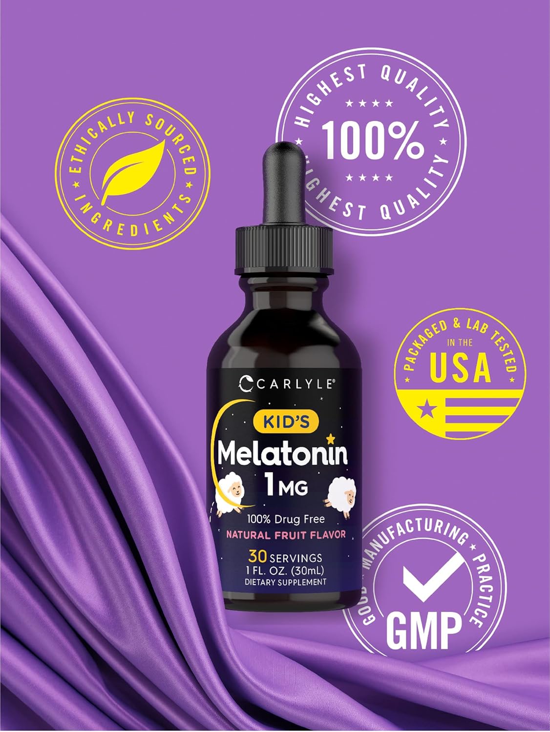 Carlyle Kids Melatonin Liquid | 1 fl oz | Two Pack | Fruit Flavor | Drug Free Childrens Supplement : Health & Household