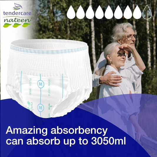 Tendercare Nateen - Maxi Incontinence Pack - Medium - x20 Medium Pull Up Pants - x20 Underpads (60 x 90cm) - x2 Packs of 40 Wet Wipes - Incontinence Pads & Fresh Wipes - Extra Protection