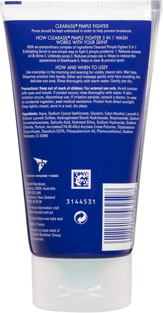 Clearasil 5 In 1 Action S Cleansing Face Wash for acne prone skin to unclog pores and everyday prevention of acne